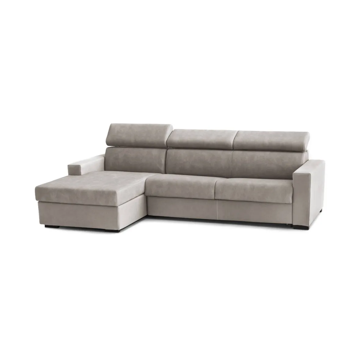 Divano letto con penisola tortora 260x95cm - Aloet