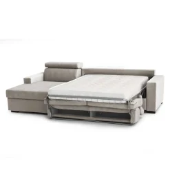 Divano letto con penisola tortora 260x95cm - Aloet