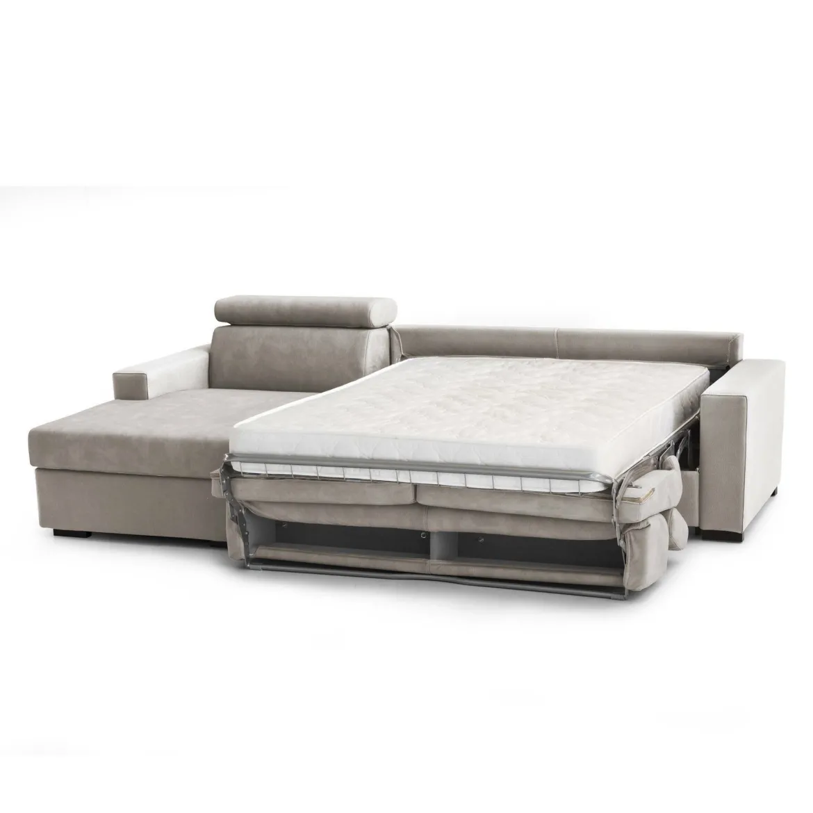 Divano letto con penisola tortora 260x95cm - Aloet