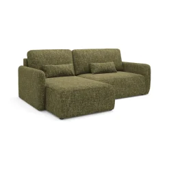 Divano Letto con Penisola Verde Oliva Contenitore Reclinabile 207x148 cm, Reversibile - Pagno