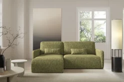 Divano Letto con Penisola Verde Oliva Contenitore Reclinabile 207x148 cm, Reversibile - Pagno