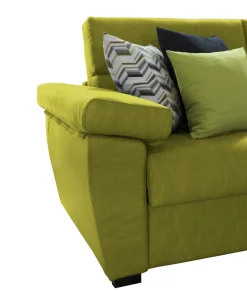 Divano Letto con Penisola Verde Sfoderabile Contenitore 285x160 cm, Idrorepellente Trasformabile in Letto Made in Italy - Esca
