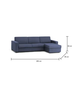 Divano letto contenitore blu 260x95cm - Allegria