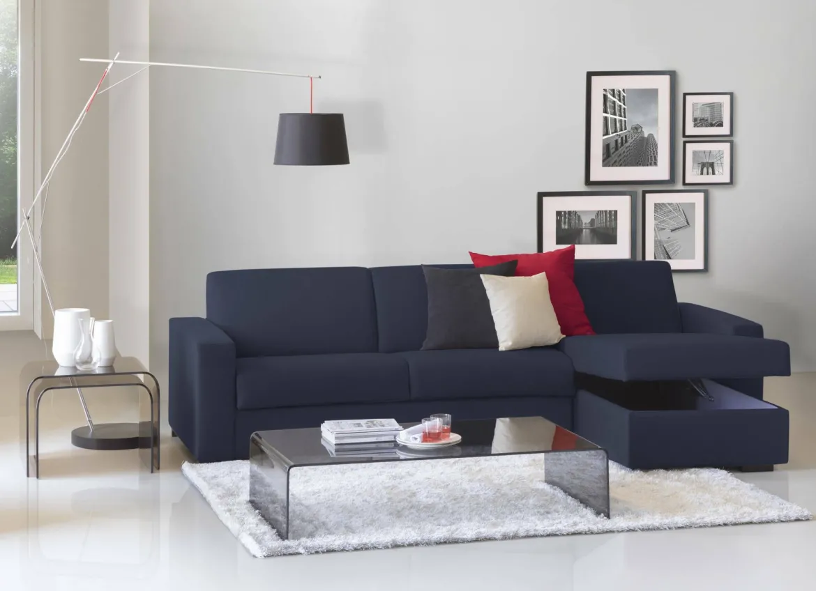 Divano letto contenitore blu 260x95cm - Allegria