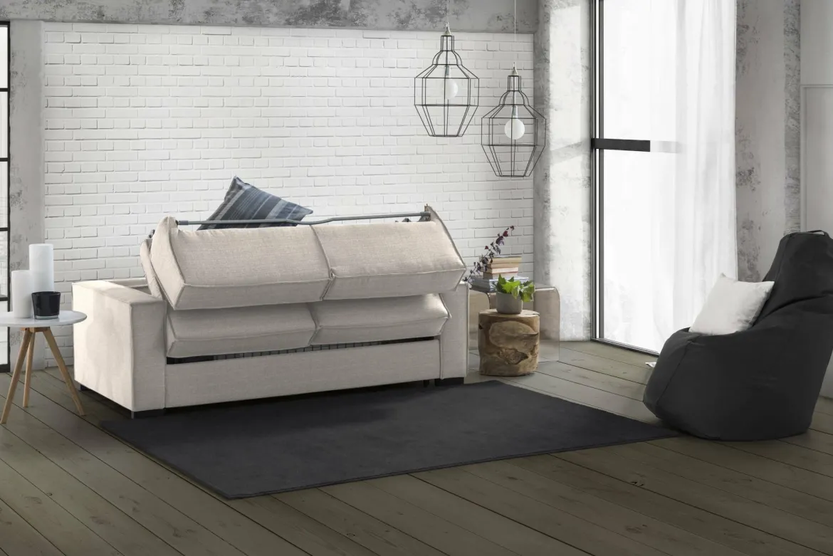 Divano letto contenitore tortora 160x95cm - Alk