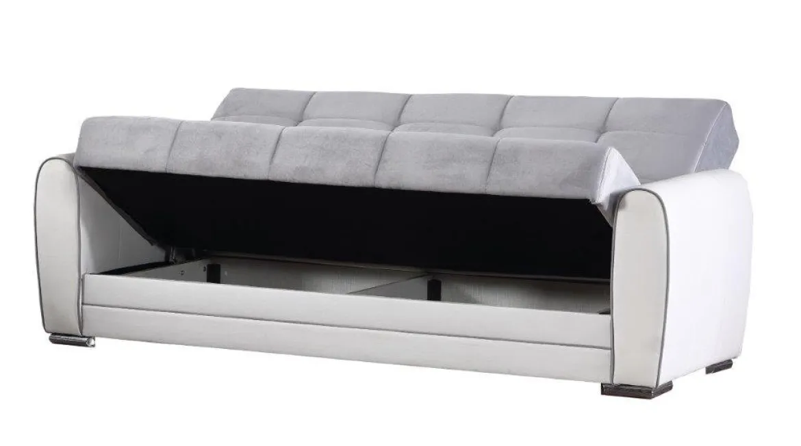 Divano letto design bianco e grigio 220x84cm - Dike