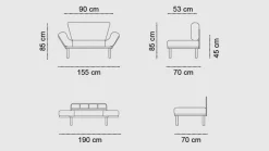 Divano letto design grigio 155x70cm - Guchol