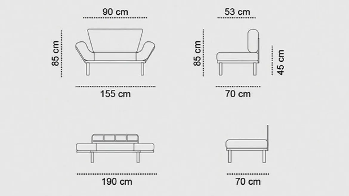 Divano letto design grigio 155x70cm - Guchol