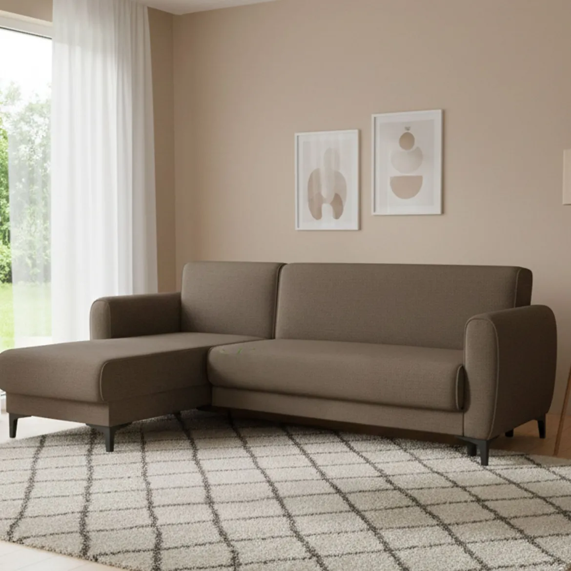Divano letto design marrone 230x153cm - Aber