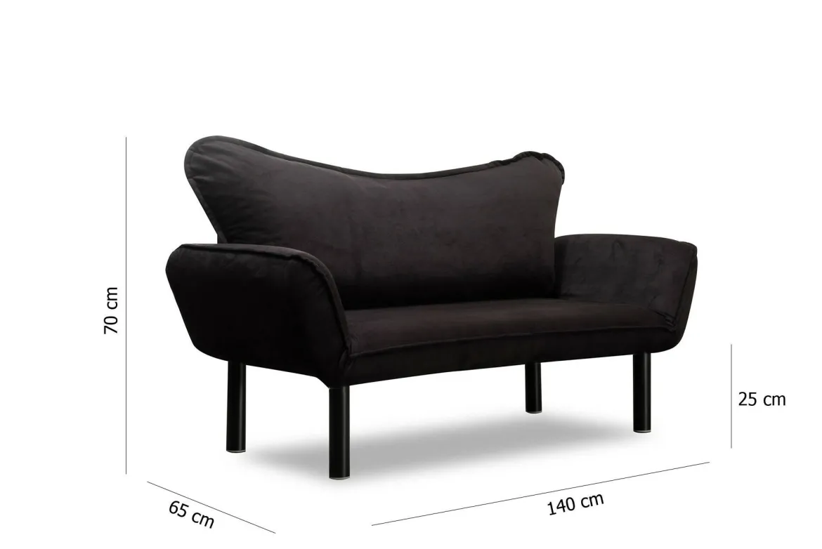 Divano letto design nero 140x65cm - Hone