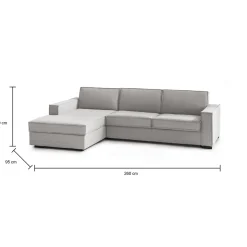 Divano letto due piazze grigio 260x95cm - Albenga