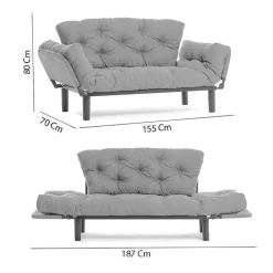 Divano letto economico rosso 155x70cm - Guchol