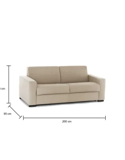 Divano letto imbottito in tessuto beige 200x95cm - Zinnia