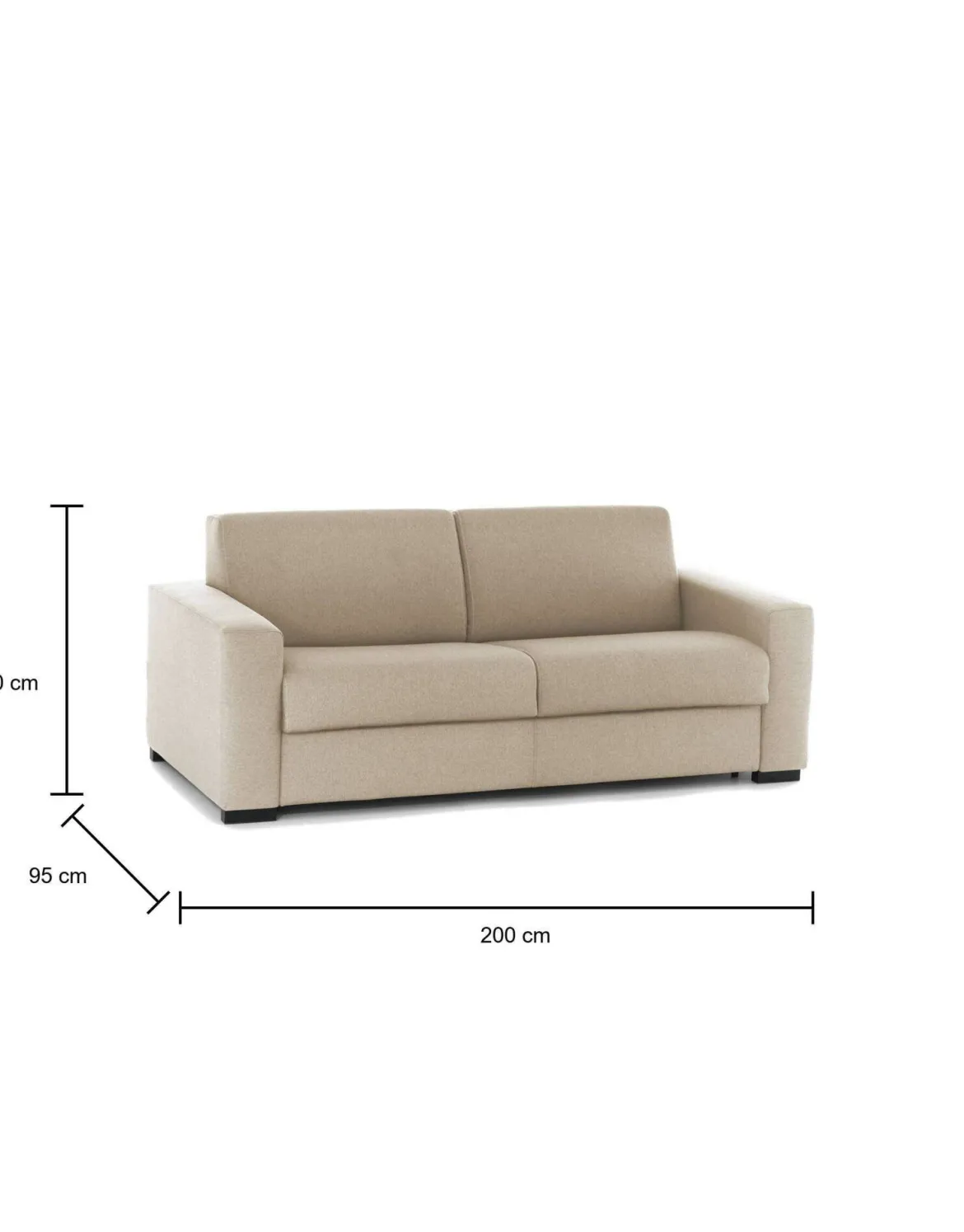 Divano letto imbottito in tessuto beige 200x95cm - Zinnia