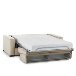 Divano letto imbottito in tessuto beige 200x95cm - Zinnia