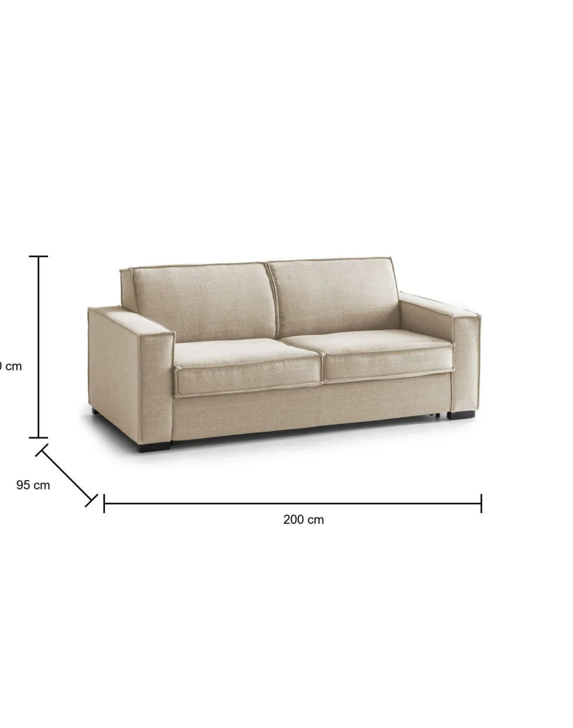 Divano letto indeformabile beige 200x95cm - Amapola