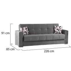 Divano letto in legno grigio 226x85cm - Arbano