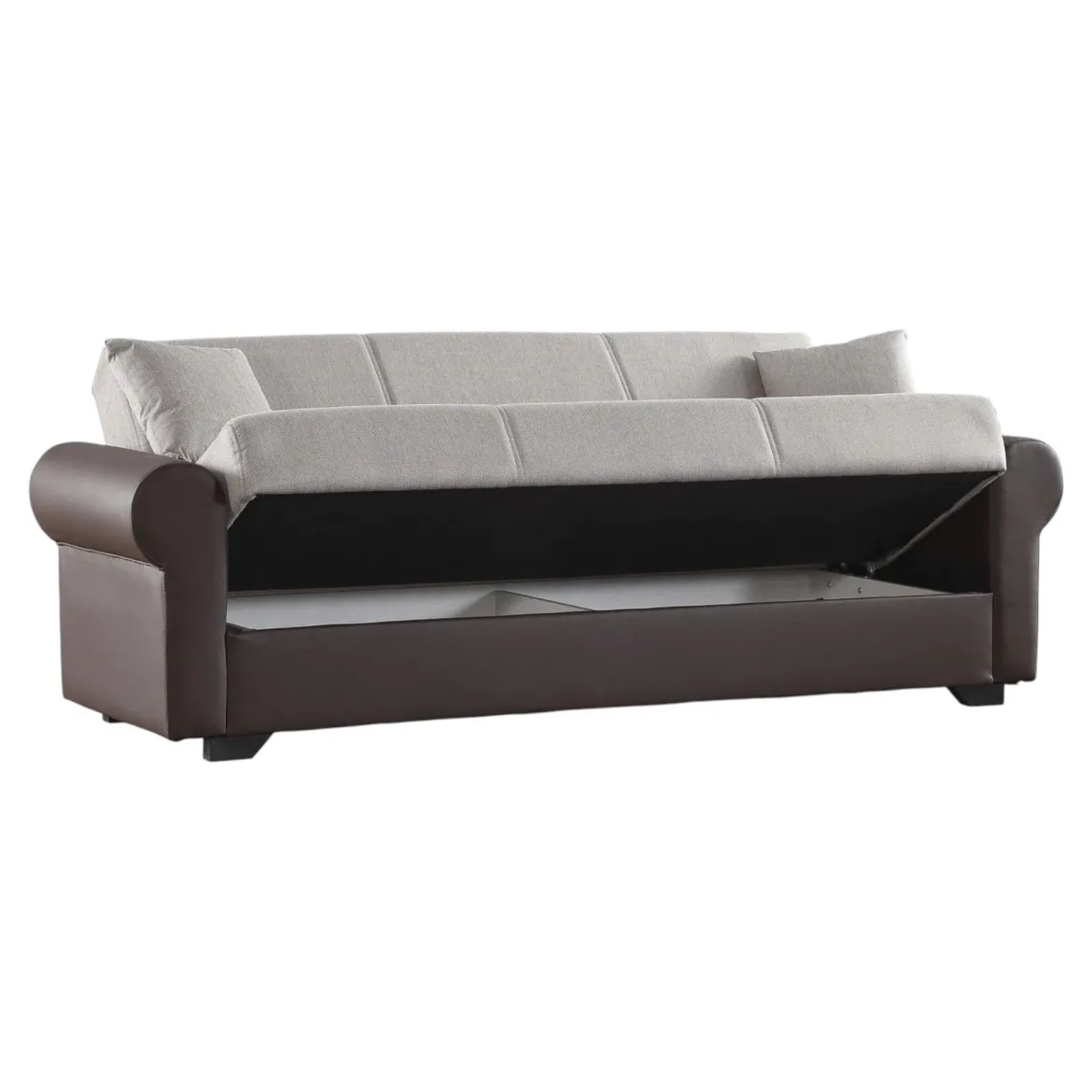 Divano letto in legno marrone e grigio 233x84cm - Barbiano