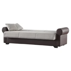 Divano letto in legno marrone e grigio 233x84cm - Barbiano