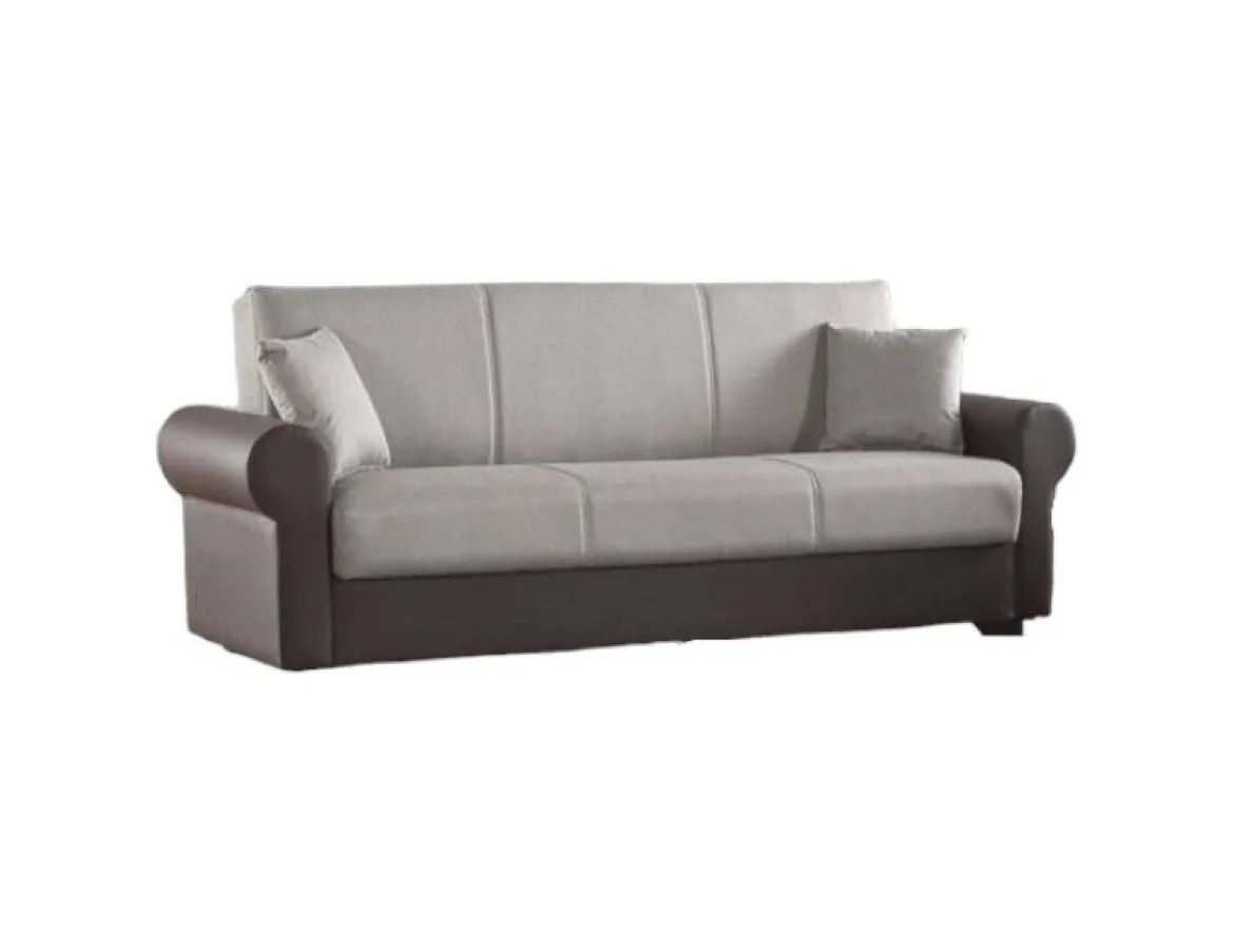 Divano letto in legno marrone e grigio 233x84cm - Barbiano