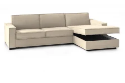 Divano letto in legno massello beige 280x95cm - Achico