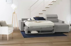 Divano letto in legno massello grigio 260x95cm - Alibella