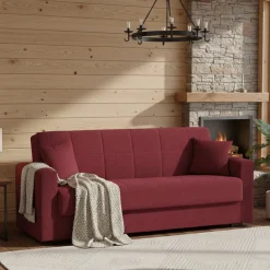 Divano letto in legno rosso 212x80cm - Ambrogino