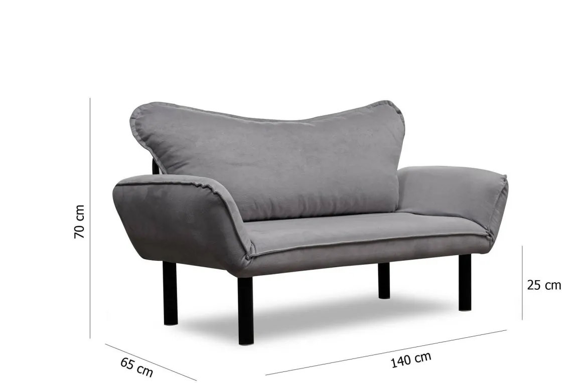 Divano letto in metallo grigio 140x65cm - Hone