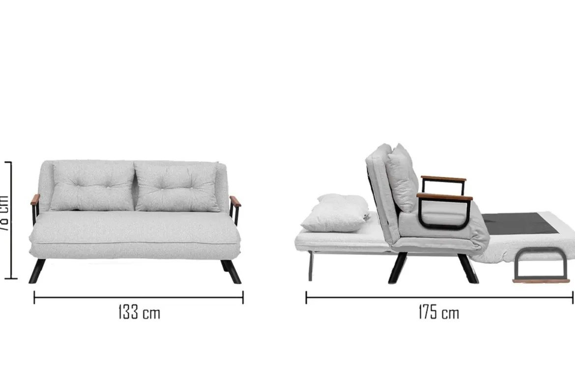 Divano letto in metallo grigio chiaro 133x78cm - Calvin