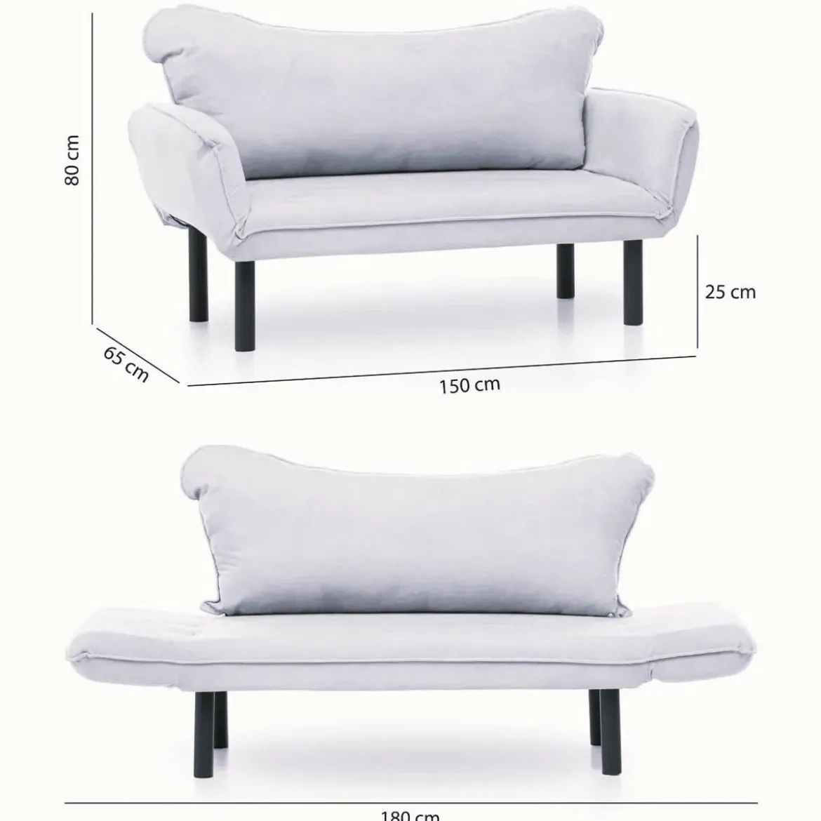 Divano letto in metallo multicolore 150x65cm - Hone