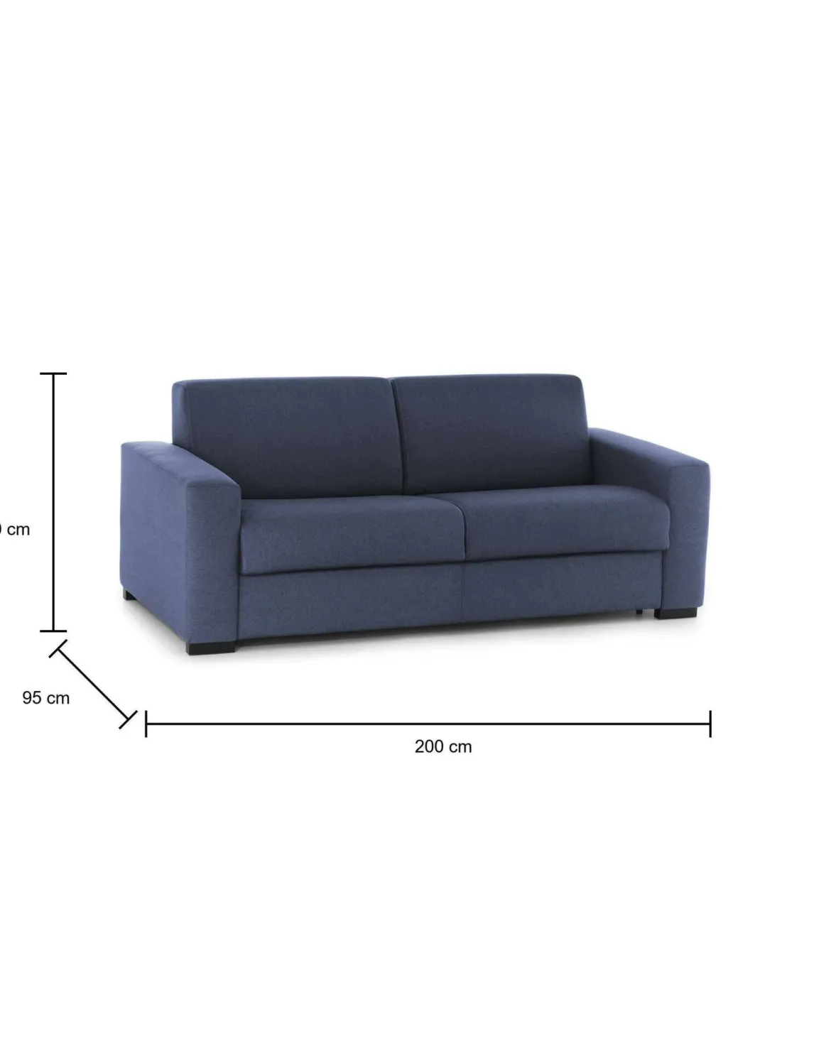 Divano letto in tessuto blu 200x95cm - Andymion