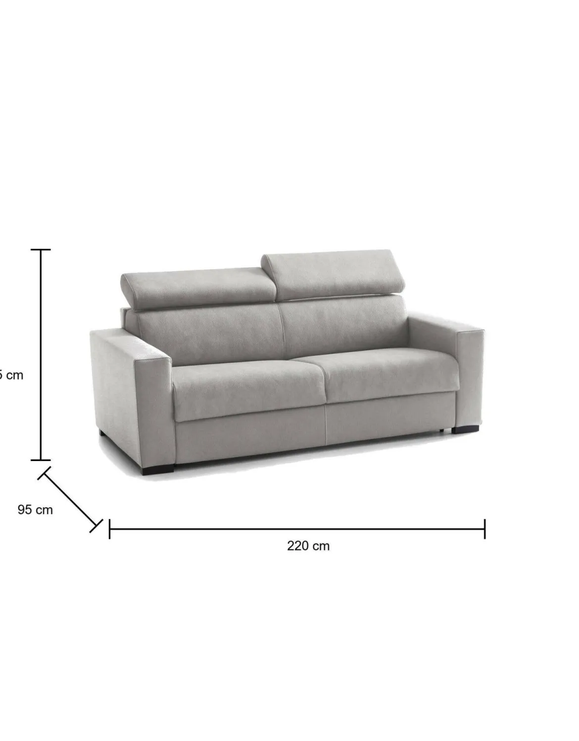 Divano letto in tessuto grigio 220x95cm - Action