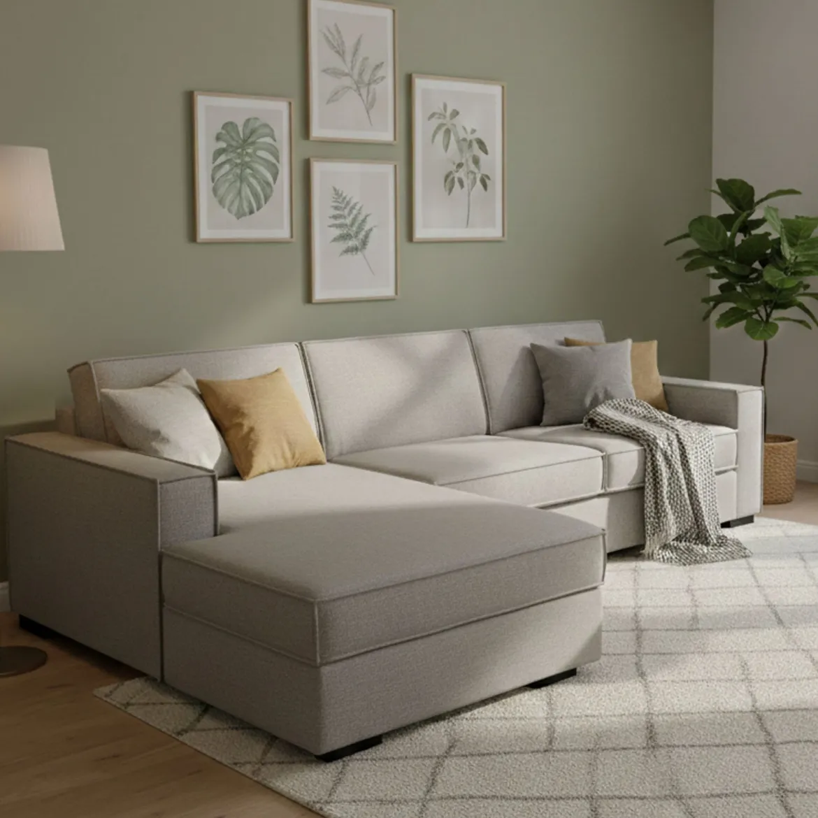 Divano letto in tessuto tortora 280x95cm - Allaida