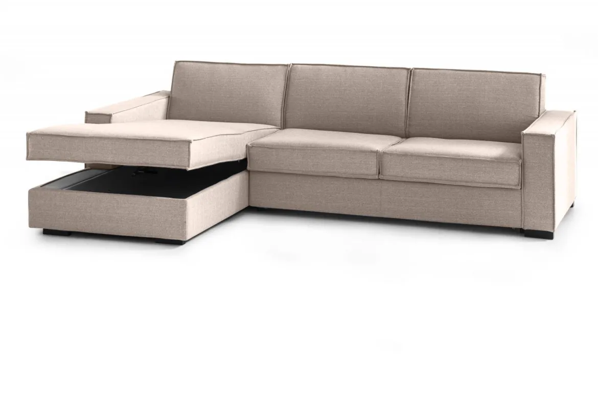 Divano letto in tessuto tortora 280x95cm - Allaida