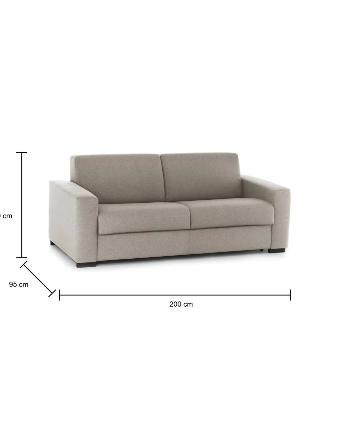 Divano letto lavabile tortora 200x95cm - Zinnia