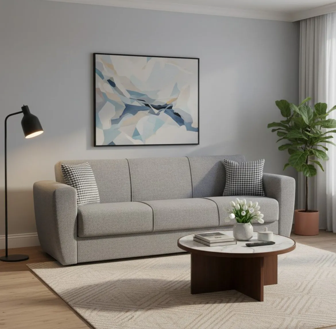 Divano letto matrimoniale grigio 223x80cm - Nox