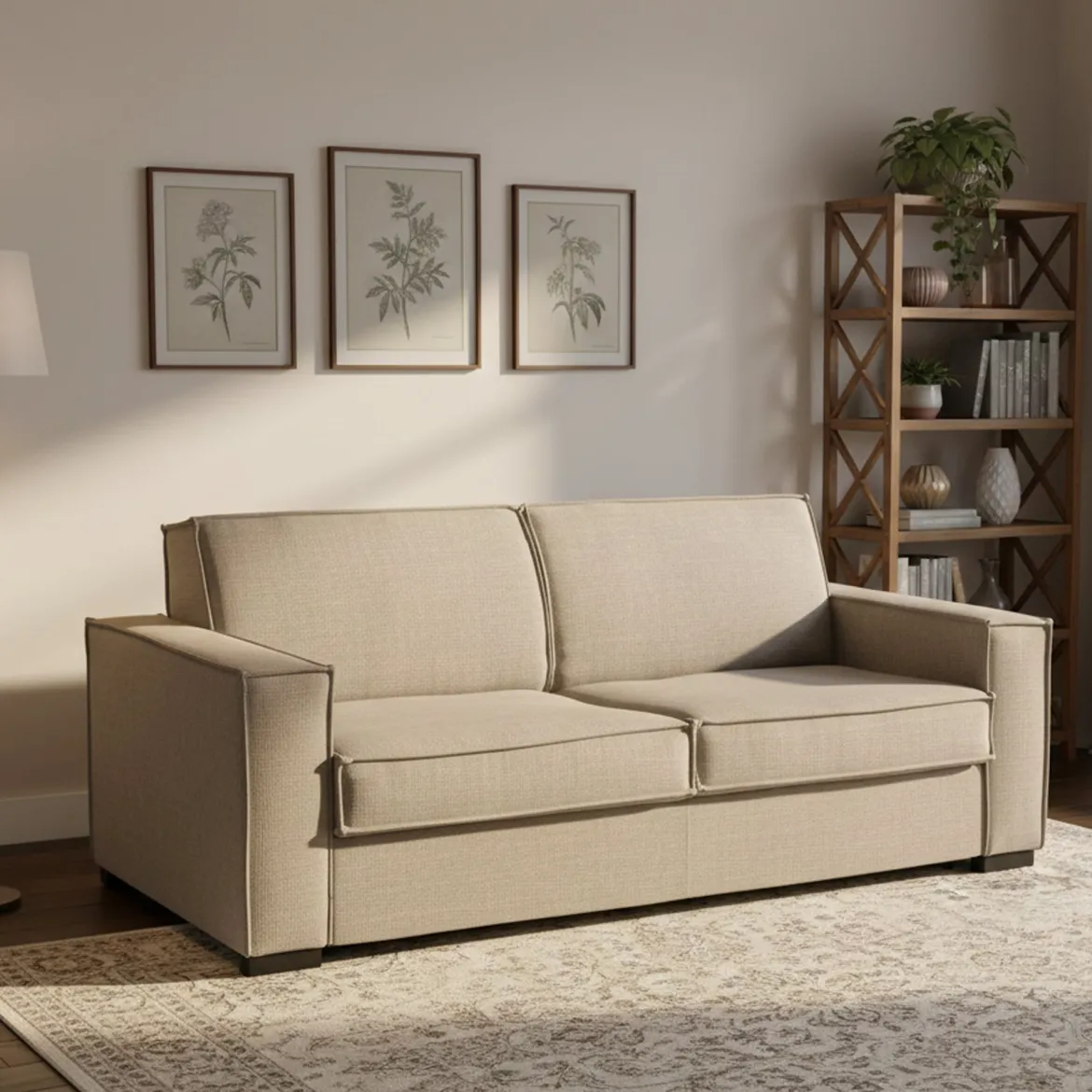 Divano letto matrimoniale tortora 220x95cm - Estia