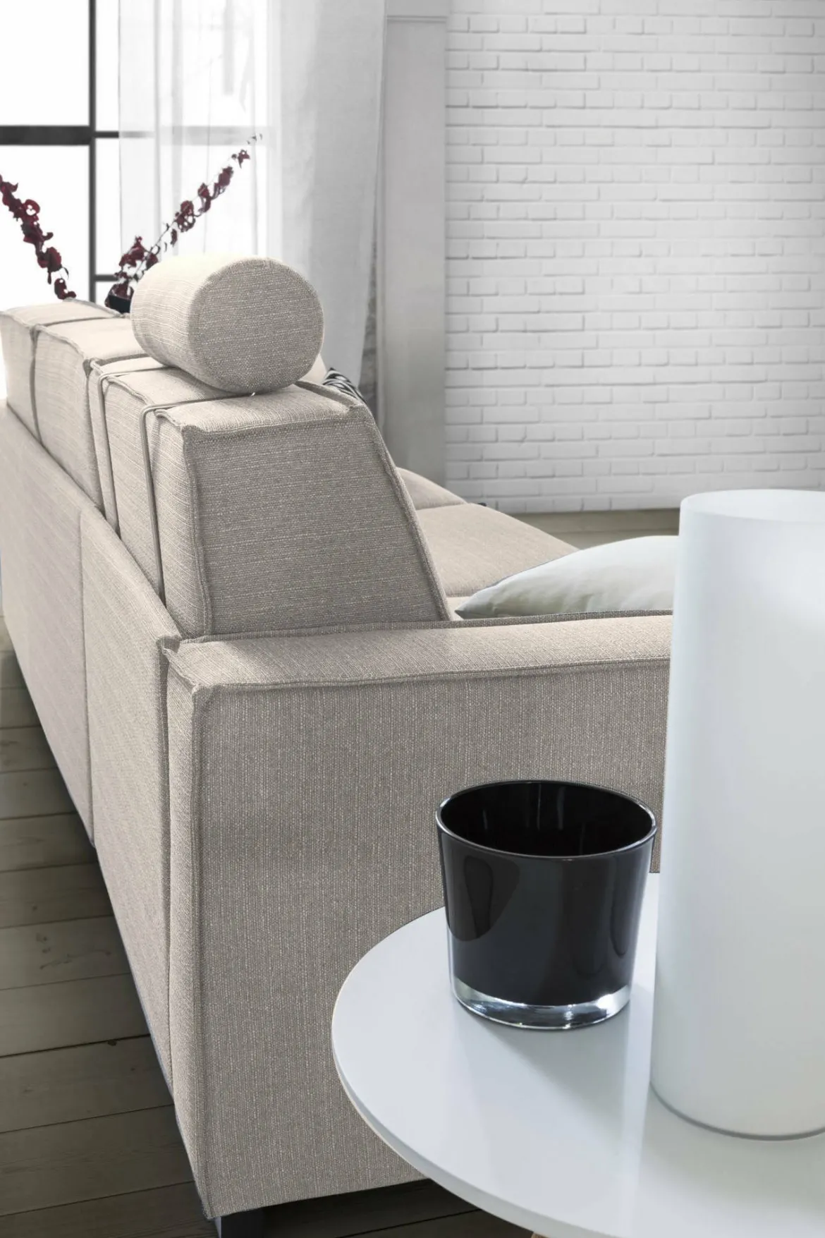 Divano letto matrimoniale tortora 220x95cm - Estia
