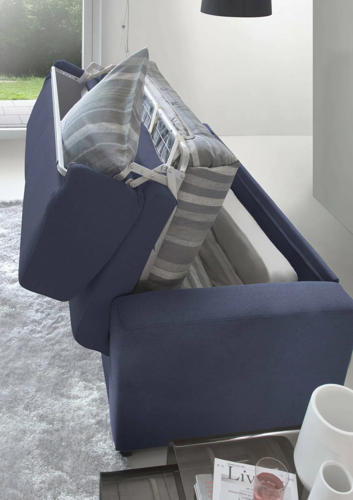 Divano letto moderno blu 200x95cm - Zinnia