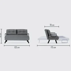 Divano letto moderno verde acqua 133x78cm - Calvin