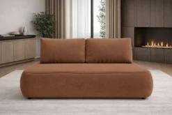Divano Letto 2 Posti Arancione Contenitore Cuscini Sfoderabili 210x106 cm, Reclinabile - Brugnato