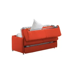 Divano Letto 2 Posti Arancione Sfoderabile Contenitore 180x95 cm, di Apertura a Ribalta Made in Italy - Trovo