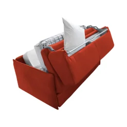 Divano Letto 2 Posti Arancione Sfoderabile Contenitore 180x95 cm, di Apertura a Ribalta Made in Italy - Trovo