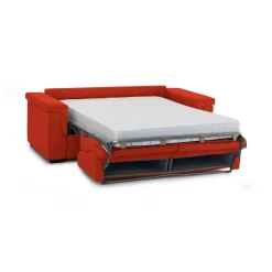 Divano Letto 2 Posti Arancione Sfoderabile Contenitore 185x95 cm, di Apertura a Ribalta Made in Italy - Rigolato