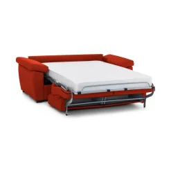 Divano Letto 2 Posti Arancione Sfoderabile Contenitore 185x95 cm, di Apertura a Ribalta Made in Italy - Seui