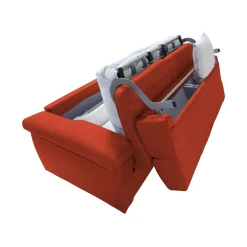 Divano Letto 2 Posti Arancione Sfoderabile Contenitore 185x95 cm, di Apertura a Ribalta Made in Italy - Seui