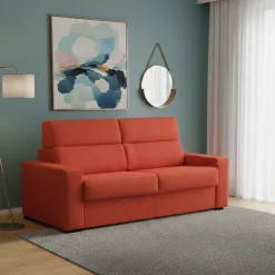 Divano Letto 3 Posti Arancione Sfoderabile Contenitore 220x95 cm, Lavabile Made in Italy - Quindici