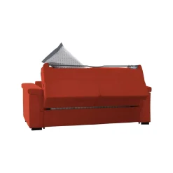 Divano Letto 3 Posti Arancione Sfoderabile Contenitore 225x95 cm, Lavabile Made in Italy - Pacecos