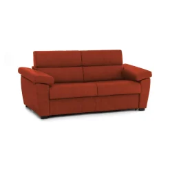 Divano Letto 3 Posti Arancione Sfoderabile Contenitore 225x95 cm, Lavabile Made in Italy - Trino