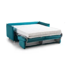 Divano Letto 2 Posti Azzurro Sfoderabile Contenitore 160x95 cm, di Apertura a Ribalta Made in Italy - Verceia